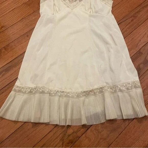 Vintage Cream Lace Pleated Ruffle Slip Dress - Picture 6 of 6